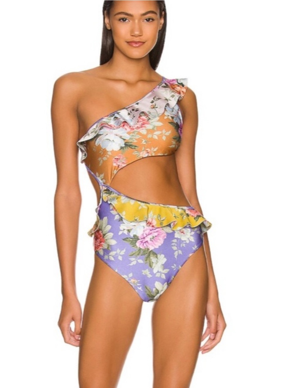 ZIMMERMANN Pattie Cutout Frill One Piece Swimsuit in Spliced NEW - Picture 1 of 11